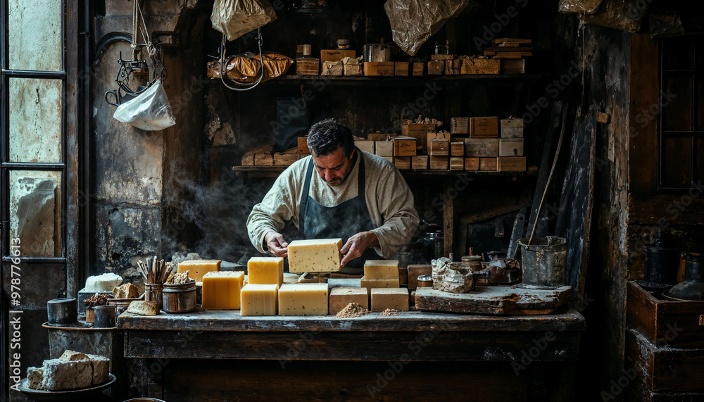 Soap maker, old man making soap, artisan, makers studio