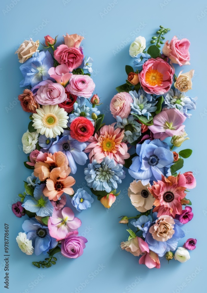 Flowers arranged in the shape of the letter Flowers arranged in the shape of the letter