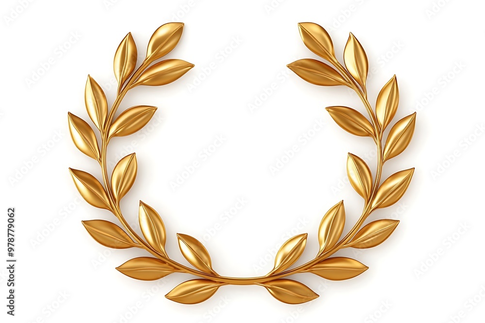 Golden laurel wreath or headband for a winner simple white background Golden laurel wreath or headband for a winner simple white background
