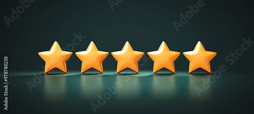 Five gold star rate review customer experience quality service excellent feedback concept