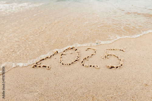 Christmas inscription 2005 on the beach