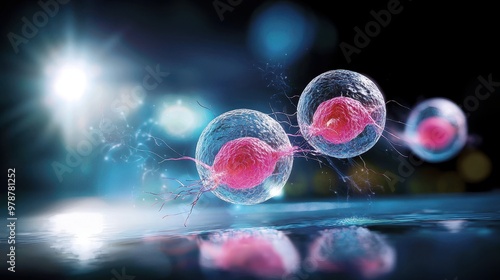 Illustration of the Phases of Mitotic Cell Division Process in Biology photo