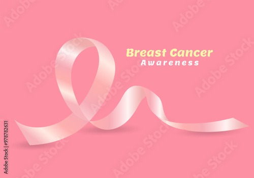 Breast Cancer Awareness Banner template design, A pink ribbon is widely used in campaigns concept, and Pink banner templates design