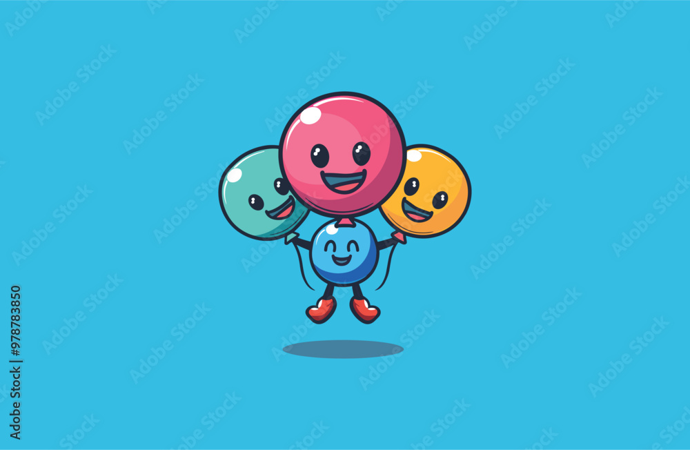 Fototapeta premium Balloon logo cute vector icon illustration style