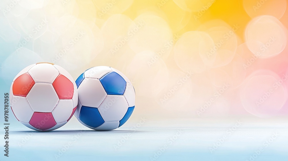 Naklejka premium Dynamic Geometric Fusion: Vibrant Sports on Gradient Background