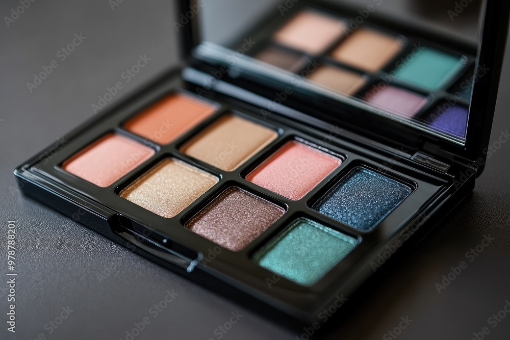 A vibrant makeup palette showcasing a variety of colorful eyeshadows, perfect for creating stunning looks and artistic expressions. A vibrant makeup palette showcasing a variety of colorful eyeshadows, perfect for creating stunning looks and artistic expressions.