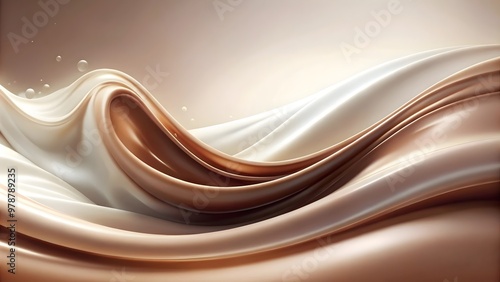 dynamic coffee and milk background with abstract waves
