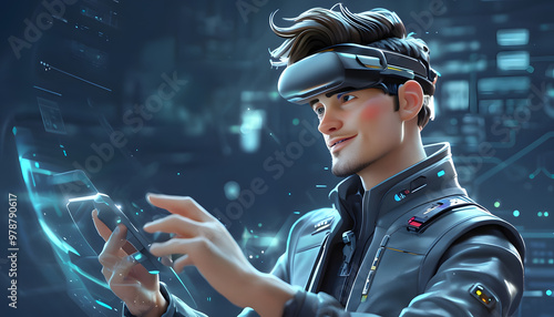 Technology with Men using VR Headset 