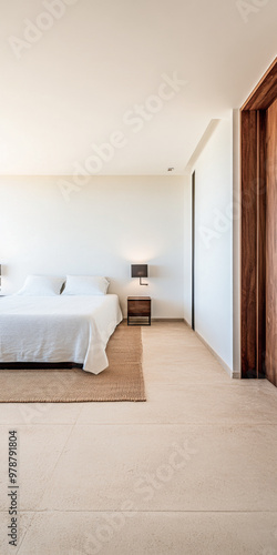 Wallpaper Mural Modern bedroom interior with minimalistic design and neutral tones in a spacious, bright setting Torontodigital.ca