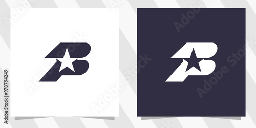 letter pb with star logo design vector