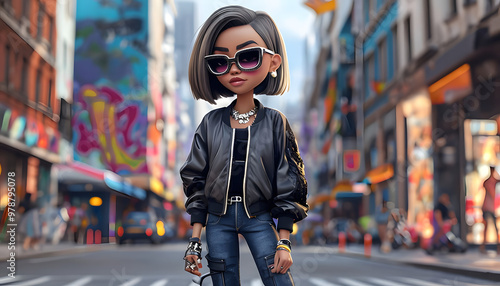 Cyberpunk Short Hair girl in night city