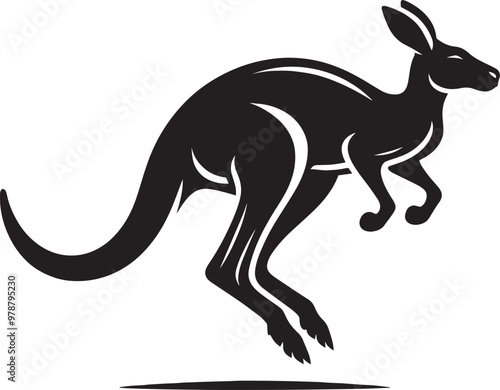 kangaroo Silhouette isolated on a white background Minimalist kangaroo vector shape