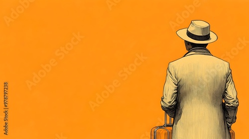 Suspicious Luggage Handler Disguise in Minimalist Line Drawing Style