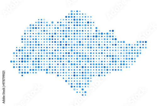 Sentosa Dot Map. Island Digital Style Shape. Sentosa vector image. Island shape with blue circular dots. Creative vector illustration.