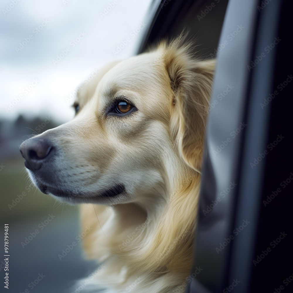 Dog Enjoying a Car Ride: Views from the Window Dog Enjoying a Car Ride: Views from the Window