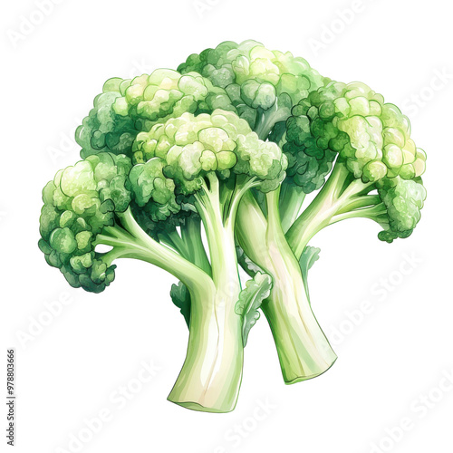 Simple watercolor broccoli, isolated on a white background. png