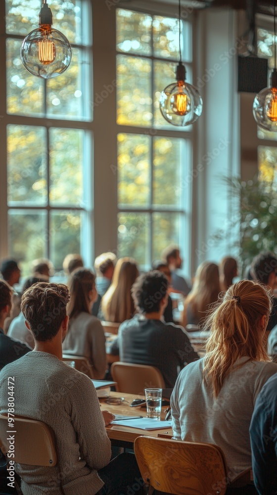 Obraz premium Business professionals attending seminar in a bright modern setting