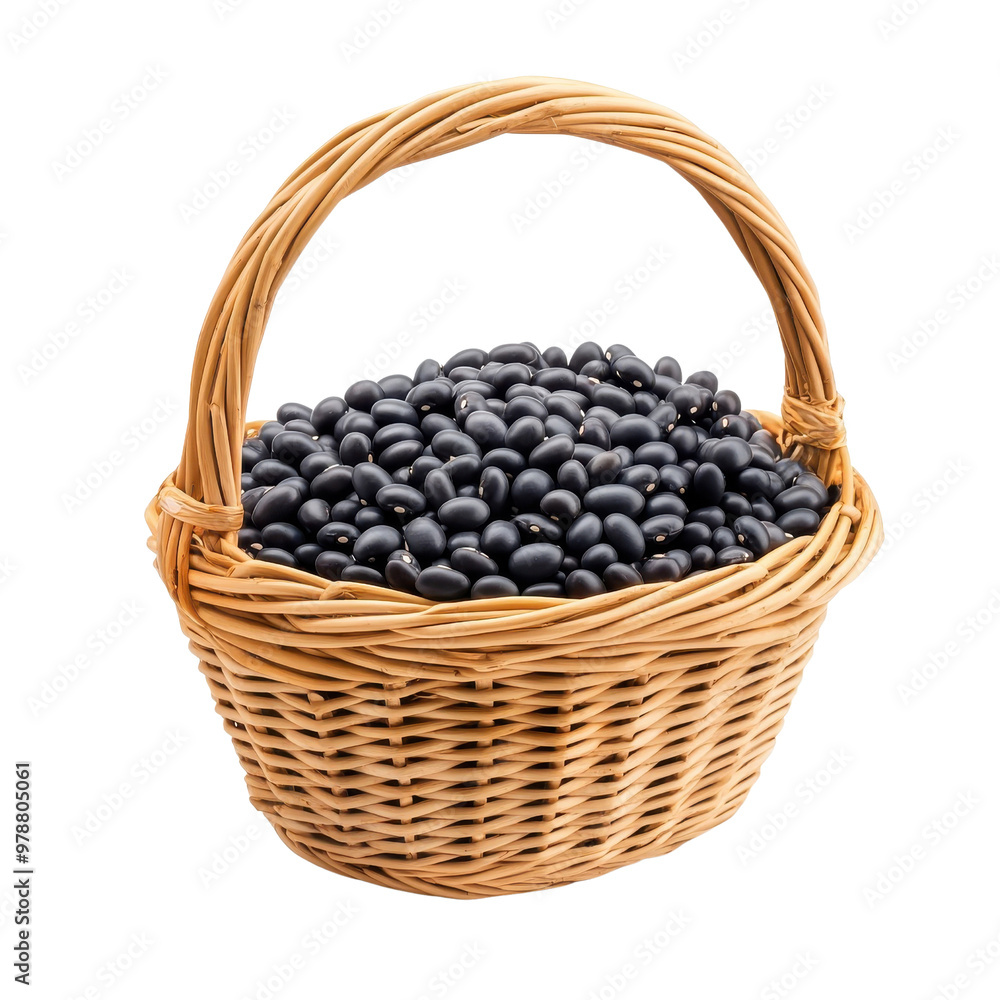 Basket of black beans, isolated on a white background. png Basket of black beans, isolated on a white background. png