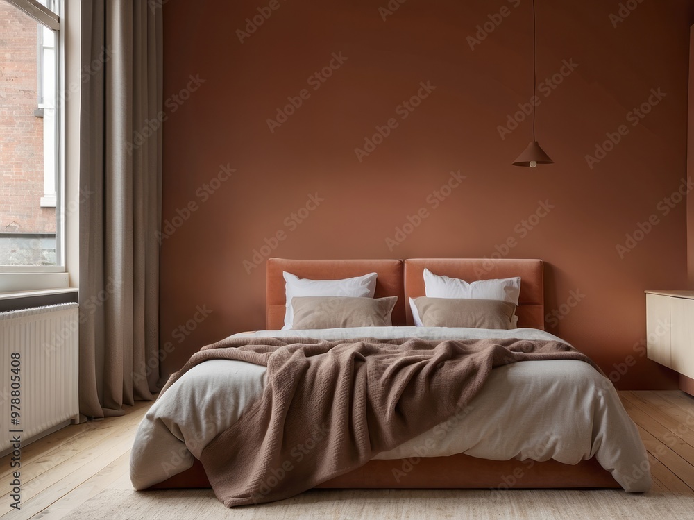 Minimalist Bedroom with a Large Bed and Warm Color Palette Minimalist Bedroom with a Large Bed and Warm Color Palette
