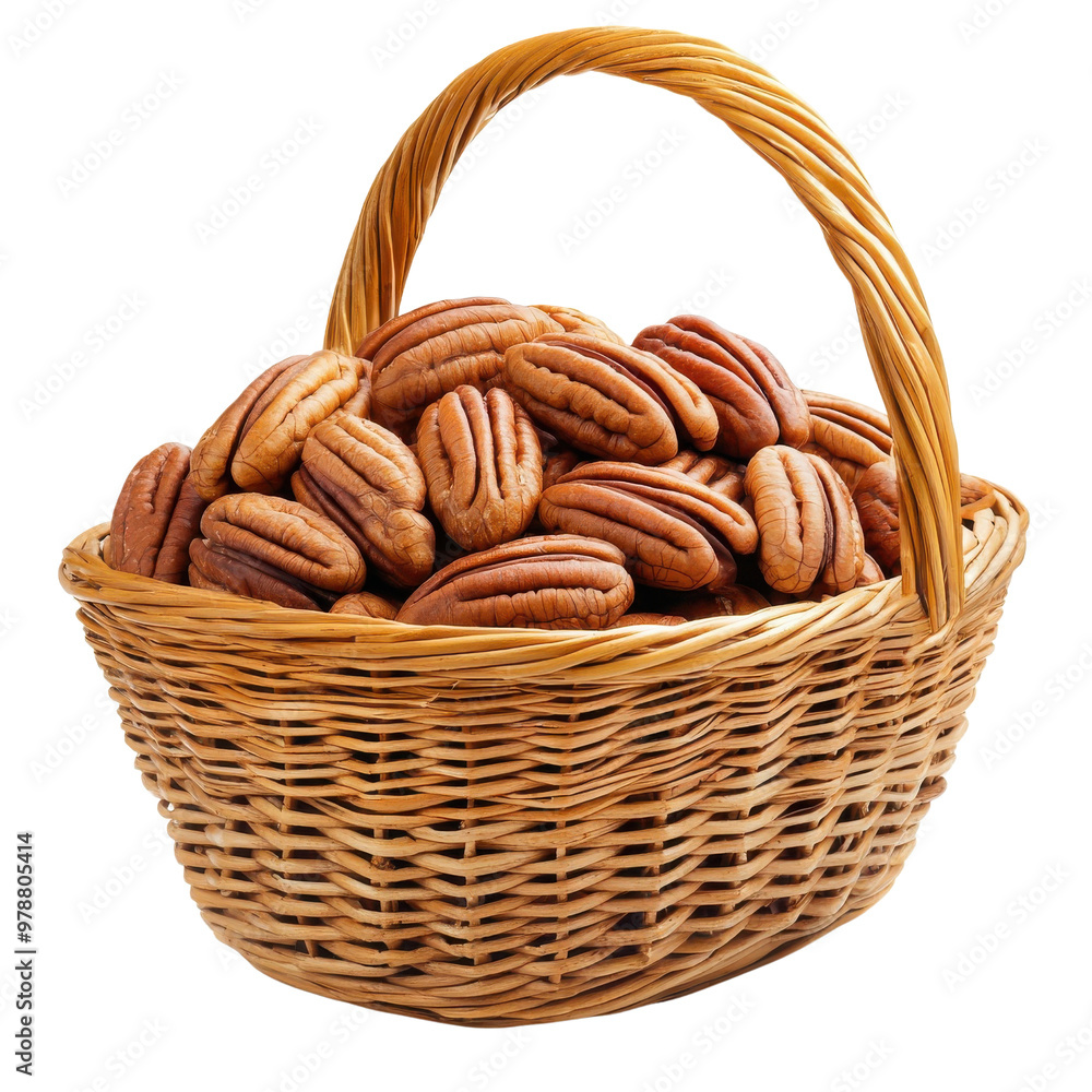 Basket of pecans, isolated on a white background. png Basket of pecans, isolated on a white background. png