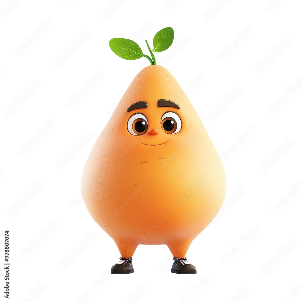 3D cartoon character sweet potato, isolated on a white background. png 3D cartoon character sweet potato, isolated on a white background. png