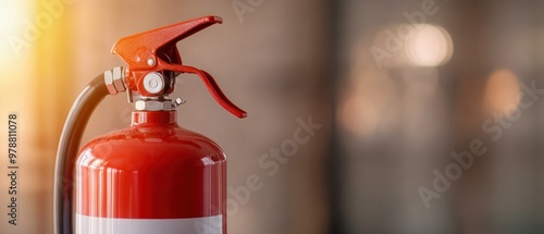 Close-up of a fire extinguisher showcasing safety equipment essential for fire prevention and emergency readiness in various settings.