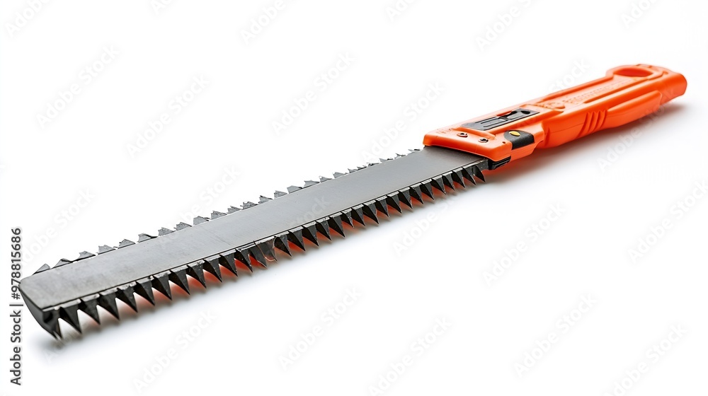 Saw with a Red Plastic Handle isolated on white background : Generative AI Saw with a Red Plastic Handle isolated on white background : Generative AI