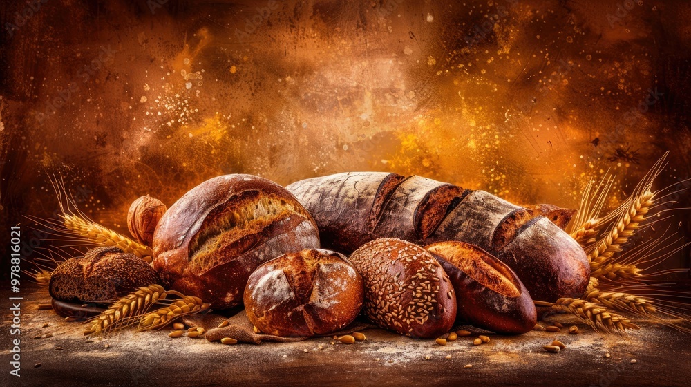 commercial shooting of whole loaves and sliced bread with wheat ears commercial shooting of whole loaves and sliced bread with wheat ears