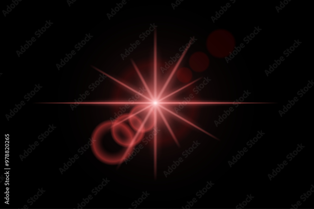 Red neon stripes or light flash star. Laser beams, horizontal beams. Beautiful light reflections. Glowing stripes on a black background. Red neon stripes or light flash star. Laser beams, horizontal beams. Beautiful light reflections. Glowing stripes on a black background.
