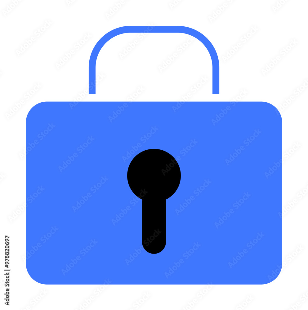 Blue and black padlock symbol with keyhole in center. Ideal for security, privacy, protection, authentication, and data safety themes. Blue and black padlock symbol with keyhole in center. Ideal for security, privacy, protection, authentication, and data safety themes.