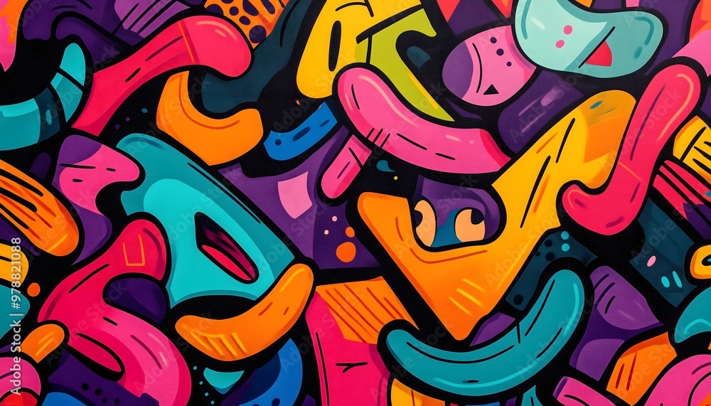 A colorful and seamless illustration of graffiti A colorful and seamless illustration of graffiti