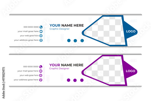 Email signature template or email footer and personal social media cover design, Email signature design for corporate company with creative shape vector template.