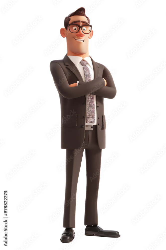 A business executive, in a suit, standing confidently on white background. A business executive, in a suit, standing confidently on white background.