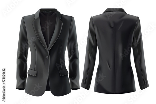 clothing mockup with front and back view, elegant and modern business suit for both men and women.