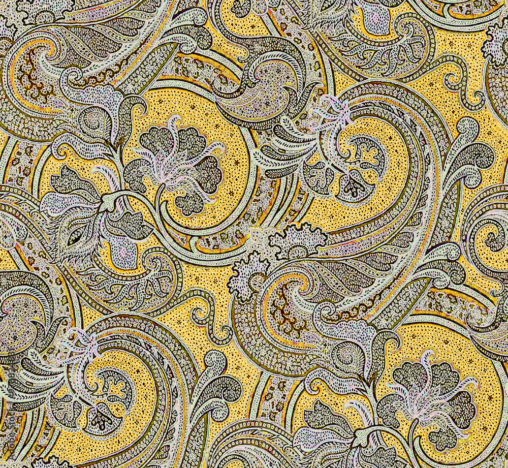 Elegant Women's Dress Front Panel, Scarf Textile Design Featuring an Intricate and Vibrant Abstract Pattern with Symmetrical Motifs, Ideal for Digital Printing on Fabric for High-Fashion Apparel Elegant Women's Dress Front Panel, Scarf Textile Design Featuring an Intricate and Vibrant Abstract Pattern with Symmetrical Motifs, Ideal for Digital Printing on Fabric for High-Fashion Apparel