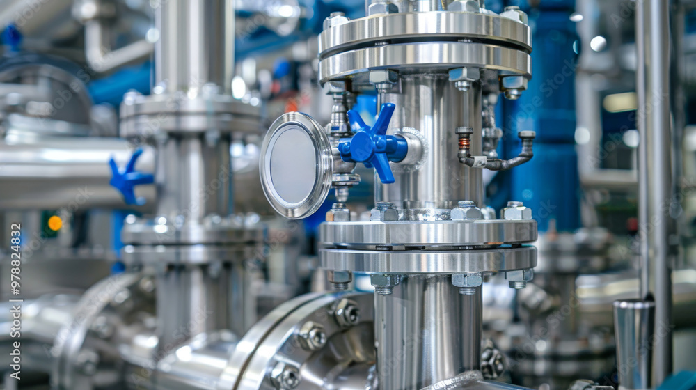 Industrial pipes and valves in a steel manufacturing plant. Industrial pipes and valves in a steel manufacturing plant.