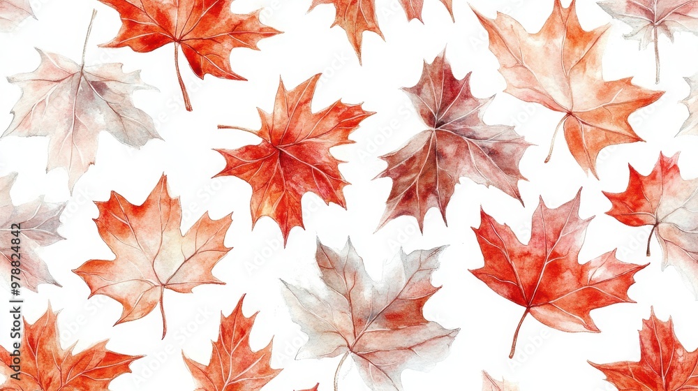 Watercolor collection of autumn maple leaves and red,yellow,Hand drawn nature design elements isolated on white background,Hand paint,Perfect for creating cards, design,copy space. Watercolor collection of autumn maple leaves and red,yellow,Hand drawn nature design elements isolated on white background,Hand paint,Perfect for creating cards, design,copy space.
