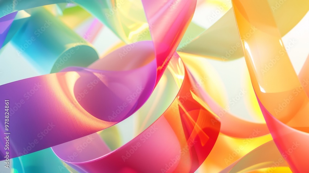 Colorful, abstract ribbons with vibrant, translucent design. Colorful, abstract ribbons with vibrant, translucent design.