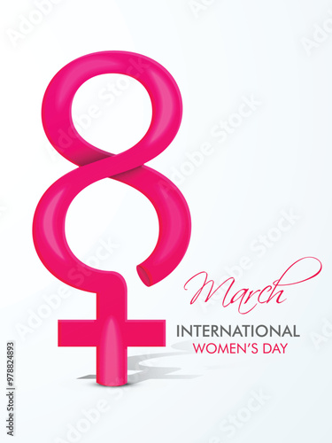 Glossy text with symbol for International Women's Day.