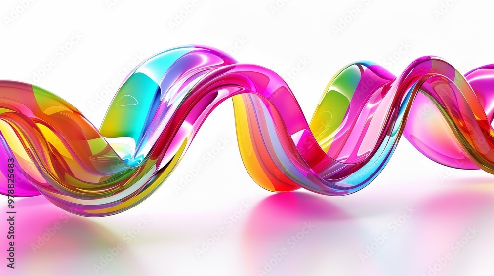 Colorful rainbow ribbons swirling on a bright white background Colorful rainbow ribbons swirling on a bright white background