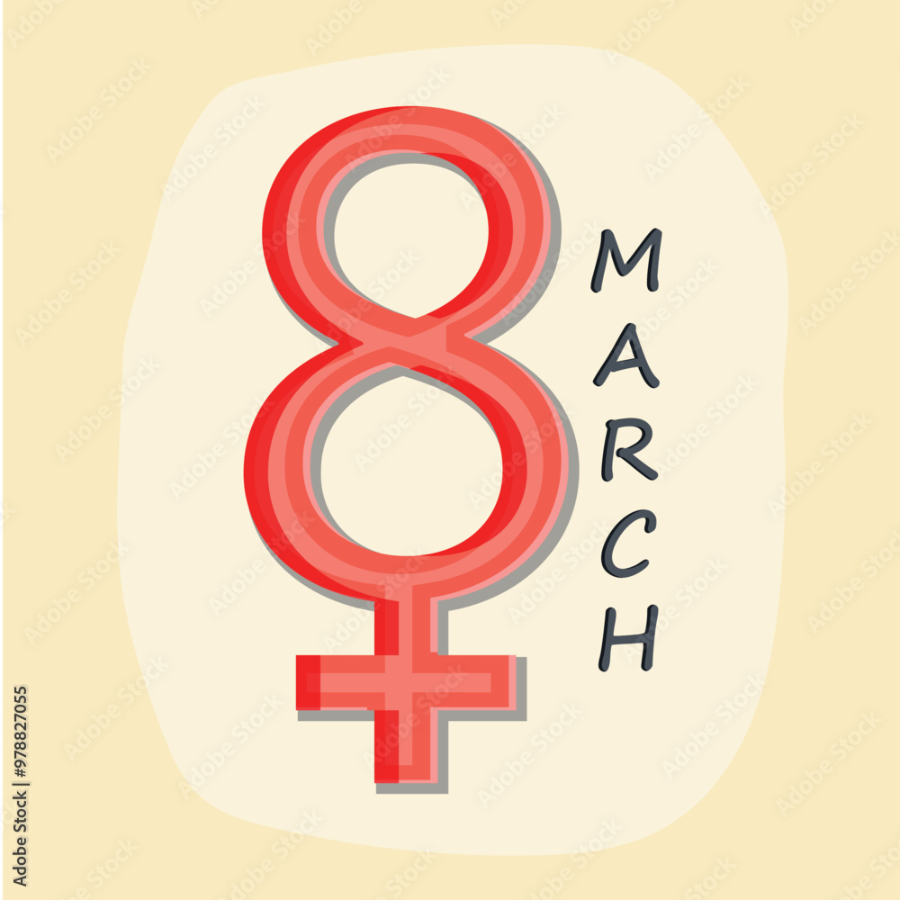 Obraz premium Greeting card design for Happy Women's Day celebration.