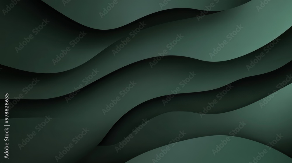 Obraz premium Abstract Green Paper Waves Design