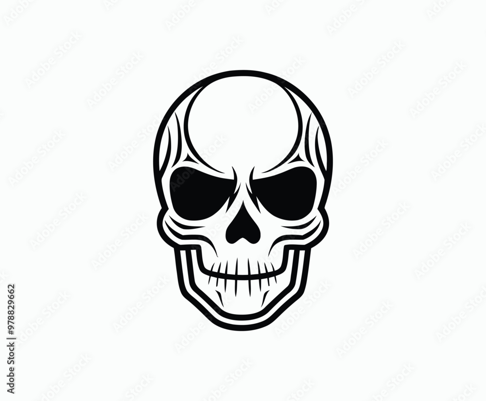 Skull EPS vector art silhouette illustration template on a white background Skull EPS vector art silhouette illustration template on a white background