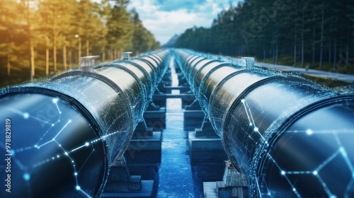 A gas pipeline equipped with smart sensors and monitoring systems, allowing real-time data tracking of gas flow and ensuring efficient transportation