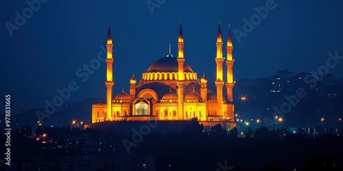 mosque illuminated during Ramadan 