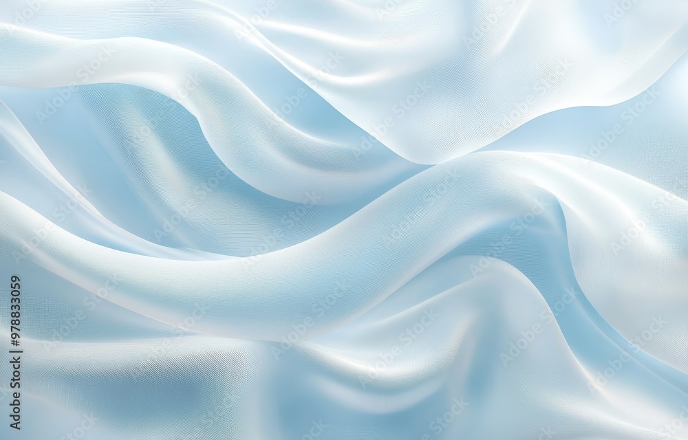 Obraz premium Soft blue and white flowing fabric texture with gentle light waves