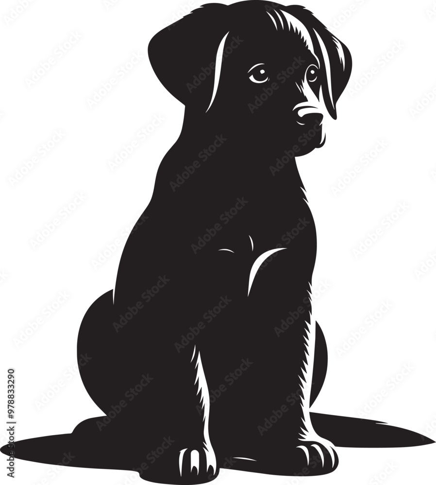 Fototapeta premium Dog Silhouette isolated on a white background Minimalist dog vector shape