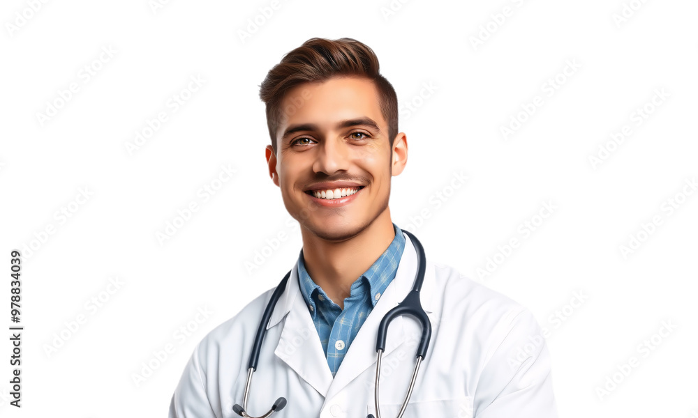 smiling young intern Doctor Man in a Uniform isolated on transparent background smiling young intern Doctor Man in a Uniform isolated on transparent background