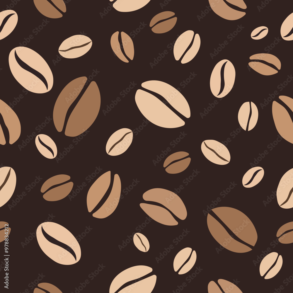 Coffee pattern. Coffee beans on brown background. Endless pattern with coffee Coffee pattern. Coffee beans on brown background. Endless pattern with coffee