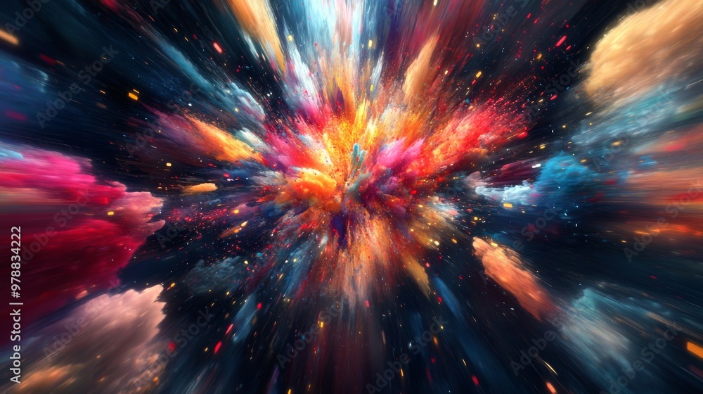 The Data Explosion: A Chaotic and Energetic Digital Illustration of Data Generation The Data Explosion: A Chaotic and Energetic Digital Illustration of Data Generation